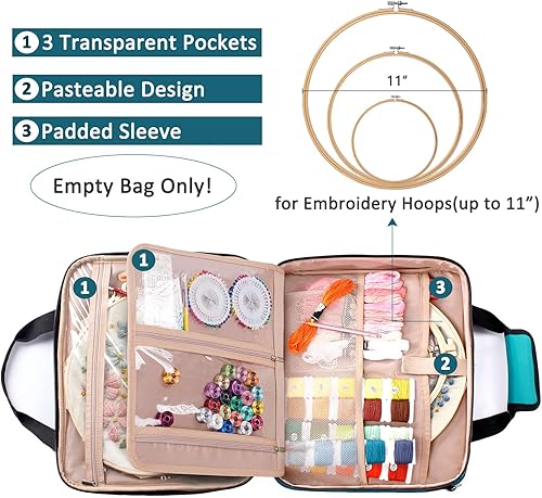 Miniatura 9 de Bolsa de bordado grande - Bolsa de proyectos de bordado - Organizador de suministros de punto de cruz - Bolsa de kits de bordado - Bolsa de