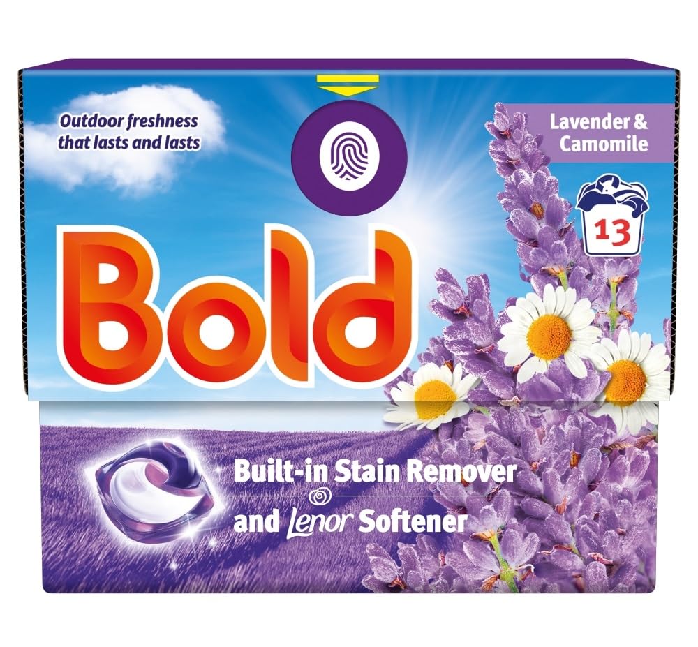 Bold Lavender Pods Washing Liquid Laundry Detergent Capsules, & Camomile, 13 Washes