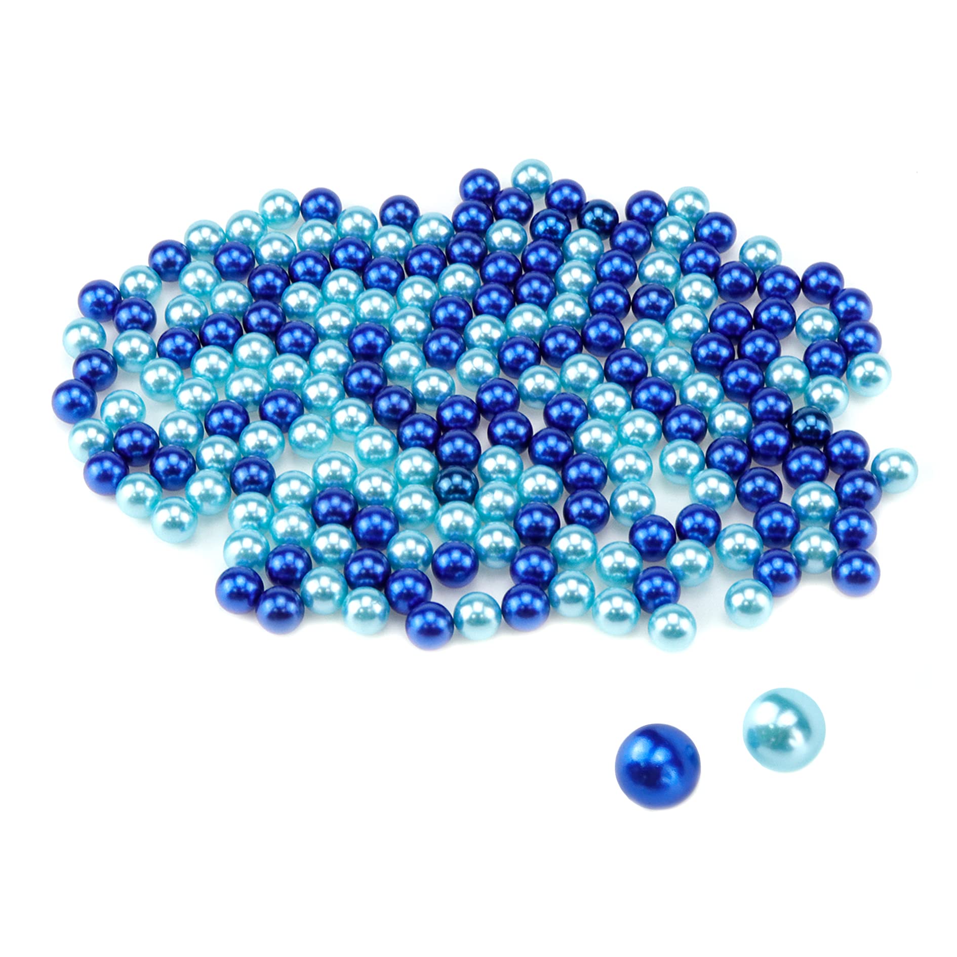 MY MIRONEY200PCS Royal Blue & Light Blue Floating Pearl for Vase Filler, No Hole Faux Pearl Bead Decorations for Home Wedding Birthday Party Table Decor DIY Crafts, 0.47 Inch