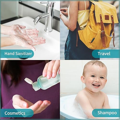 Miniatura 3 de LISAPACK Botellas de viaje de 3.4 onzas para artículos de tocador, recipientes de plástico de tamaño de viaje para champú acondicionador aprobado