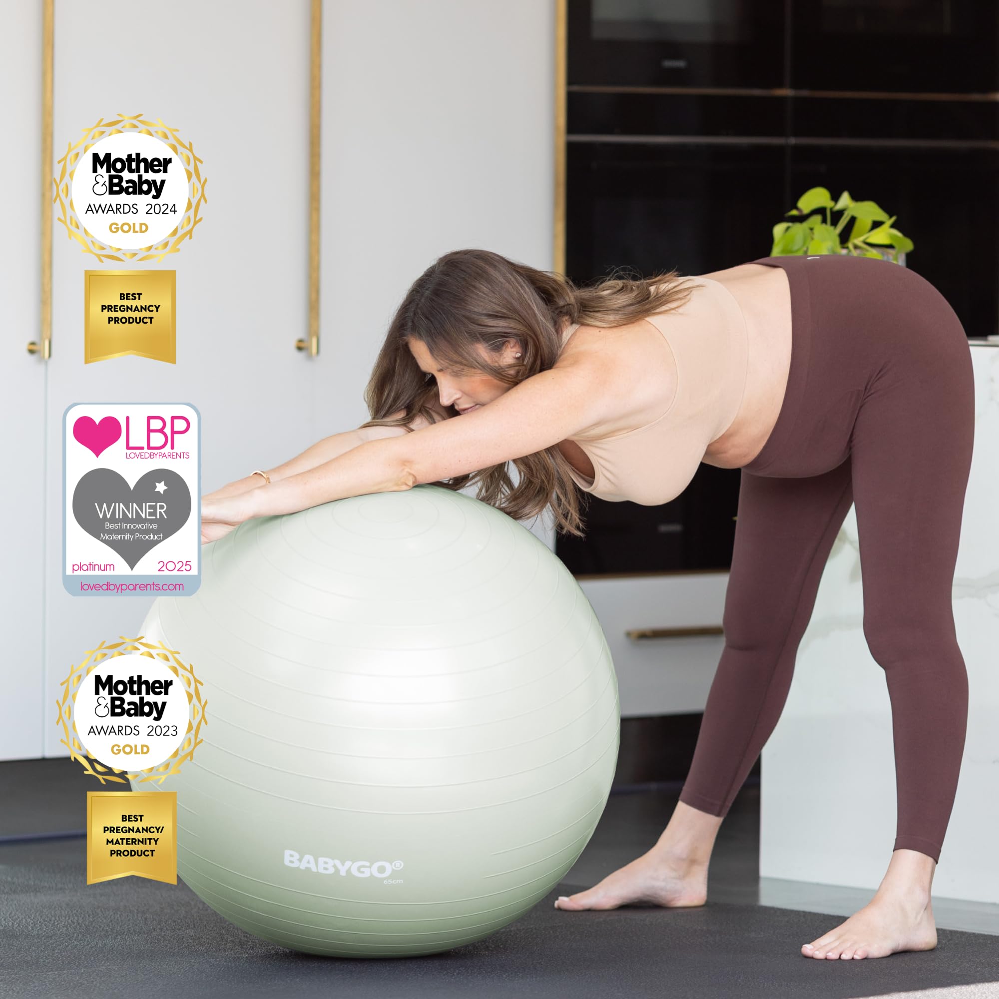BABYGO® Birthing Ball For Pregnancy Maternity Labour & Yoga + Our 100 Page Pregnancy Book, Exercise, Birth & Recovery Plan, Anti-Burst Eco Friendly Material