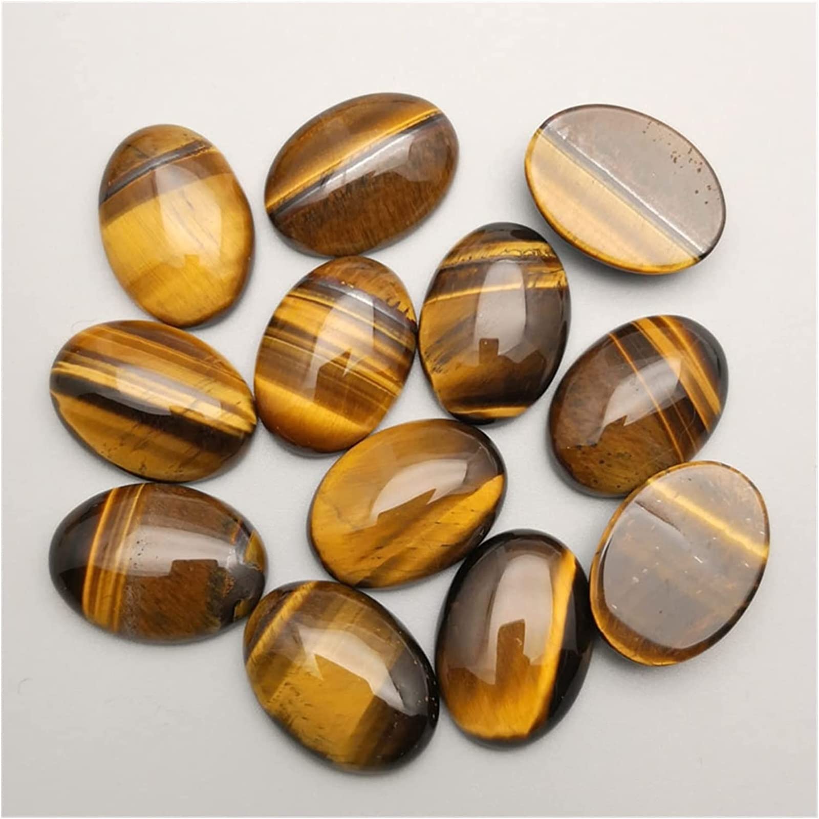 FUDGIO Kamień naturalny, kaboszon, 25 x 18 mm, naturalny kamień, tygrysie oko, koraliki do produkcji biżuterii, kaboszon, modne akcesoria do pierścionków, 20 szt