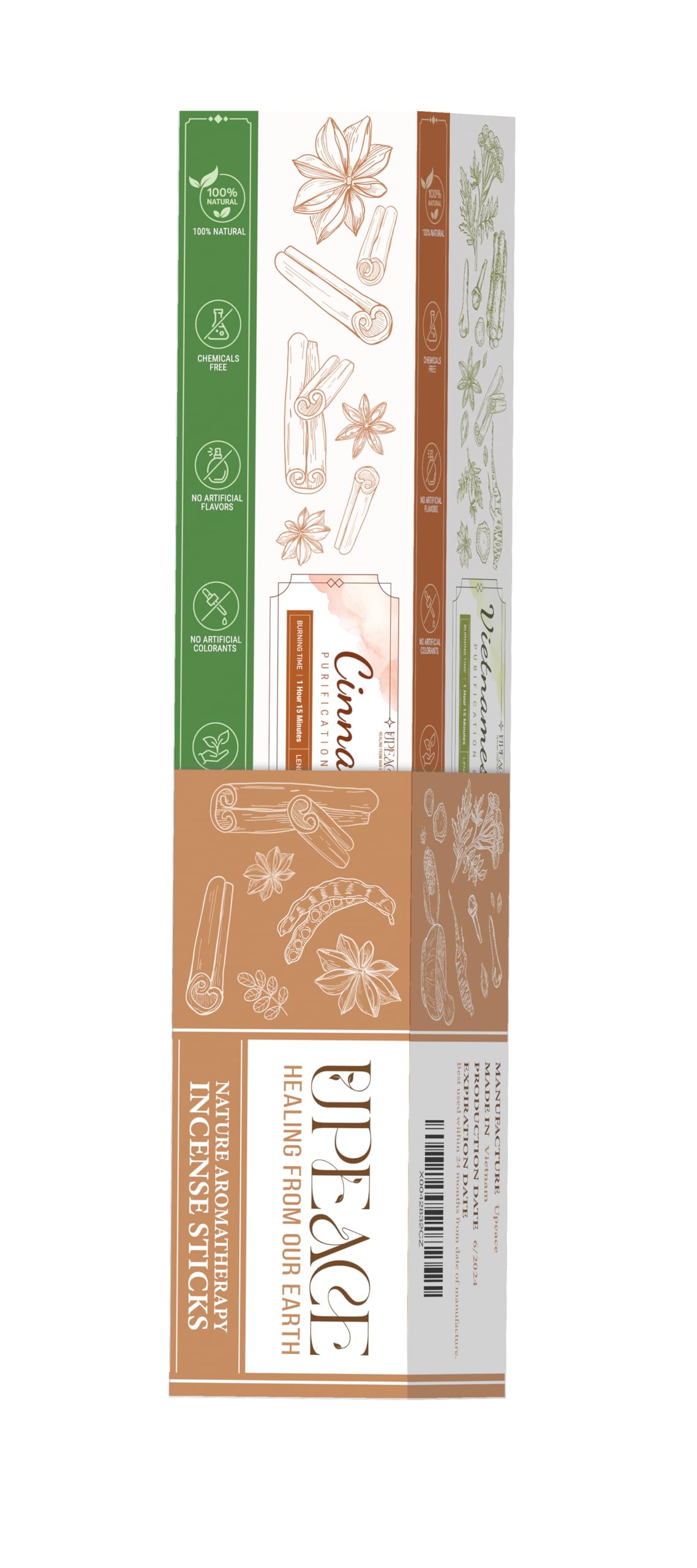 Organic-Incense-Sticks-Non-Toxic-Variety Pack (131 Agarbatti Sticks) | 75 Minutes Long Lasting Burn for Positive Vibes, Meditation with Natural Vietnamese Herbal Scents, no Synthetic Essential Oils