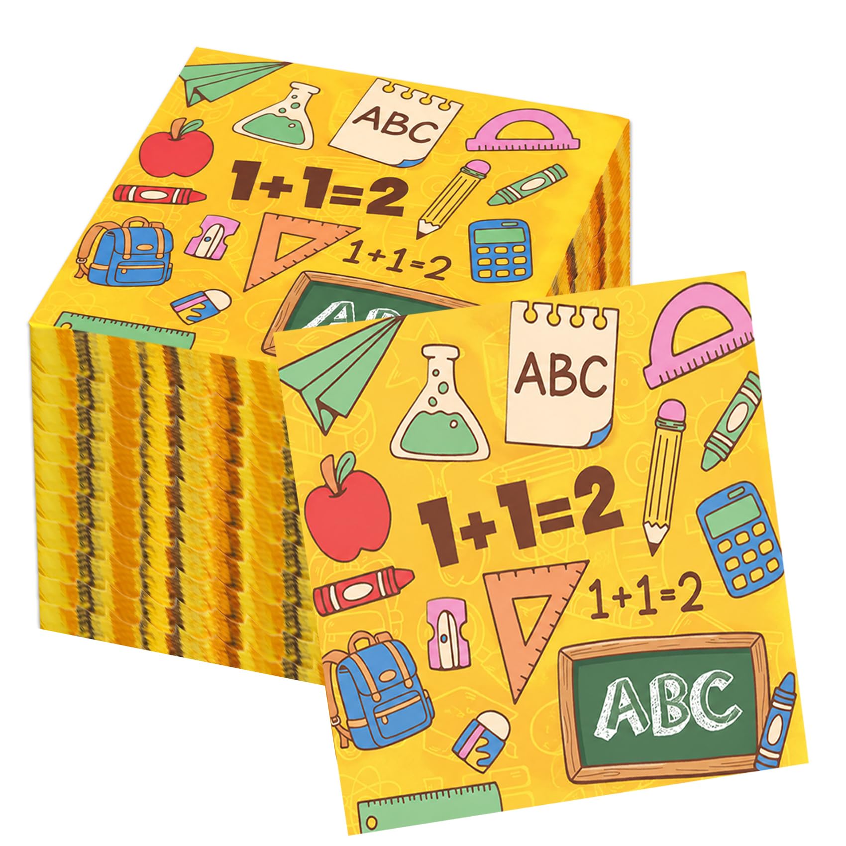 Xioabre 40 Pcs First Day of School Paper Napkins, Back to School Supplies, Pencil Ruler Pattern Napkins, Paper Serviettes Napkin for Classroom, Preschool, Kindergarten, Table Decor, Decoupage,