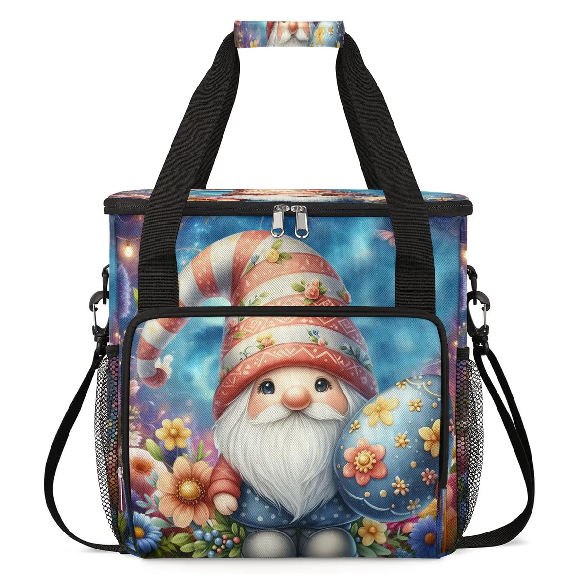 Coffee Maker Carring Bag Color Gnomes Easter Travel Carrying Storage Tote Bag Compatible with Keurig K-Mini or K-Mini Plus Portable Single Serve Coffee Brewer Case with Pockets for K-cup Pods