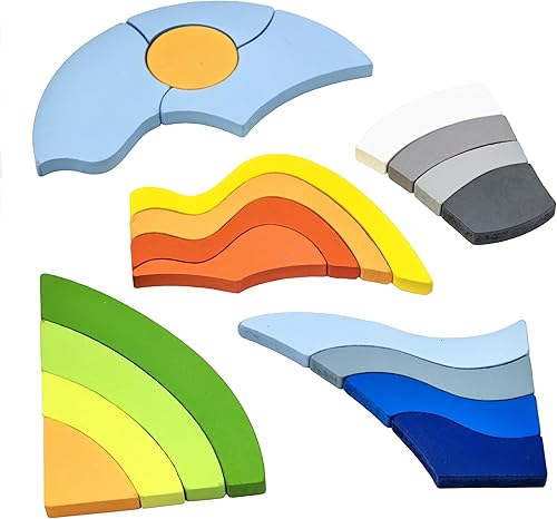 Miniatura 3 de Actividades para pacientes con demencia, juego de rompecabezas de madera de 20 piezas para personas mayores, coloridos patrones de colina que