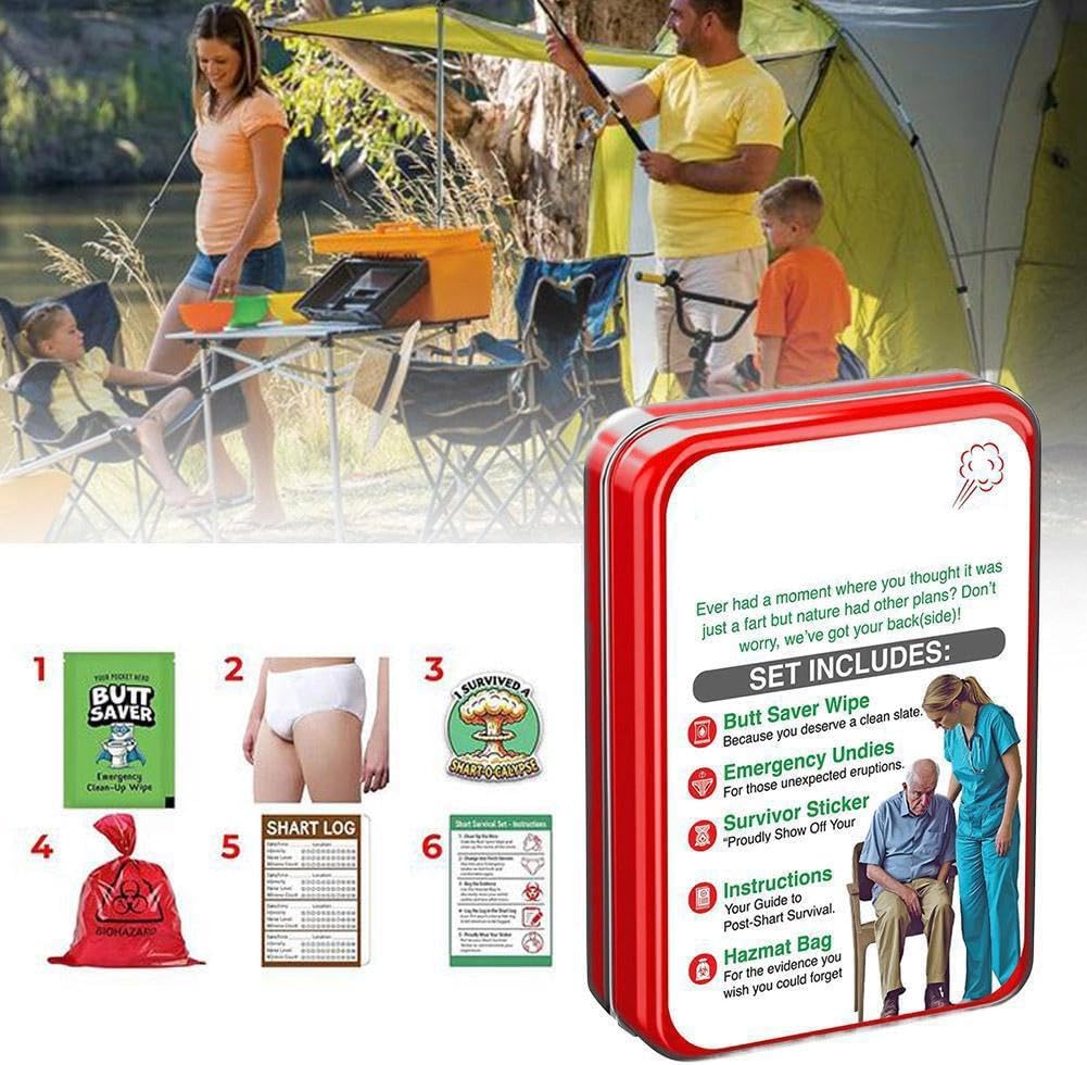 Sharting Survival Kit, 6 Items Poop Survival Prank Kit, Emergency Shart Set, Hilarious Gag Gift for Men & Women