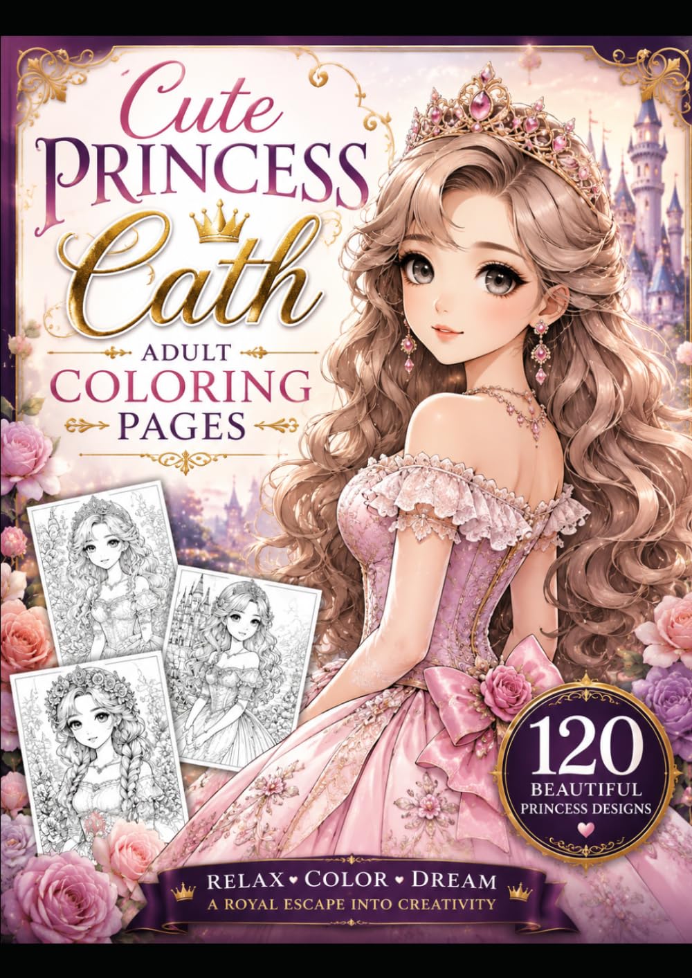 Cute princess Cath Adult Coloring book pages: Relaxing Cooloring Book for all Ages