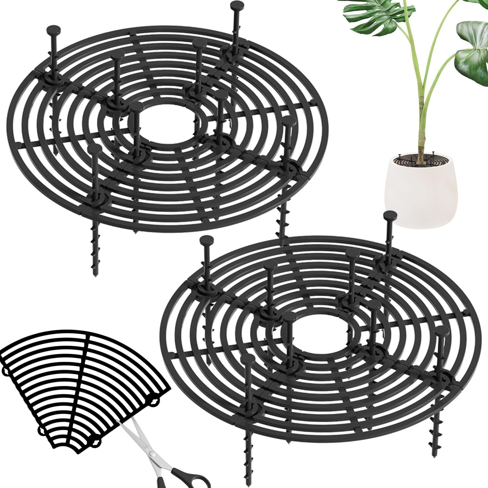 Grilles De Protection Pour Pots - Lot De 4 - 30 Cm - Protège Plantes Des Chats Et Animaux - ABS Découpable