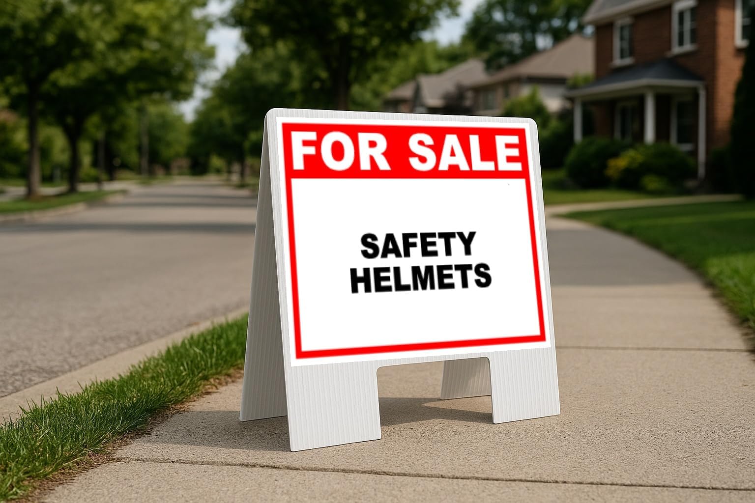 Safety Helmets For Sale Whte Red Black Folding Coroplast A-Frame with Double-Sided 23in x23in