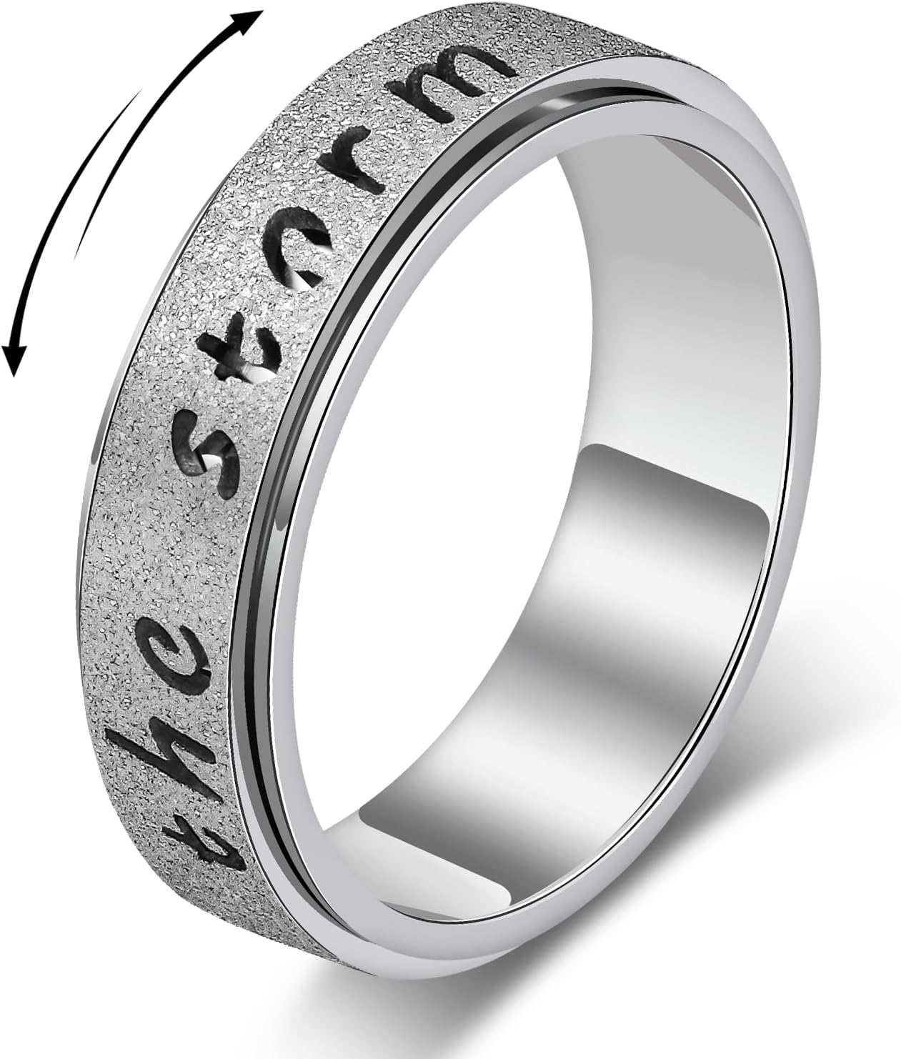 I Am the Storm Inspirational Fidget Spinner Ring for Women & Men-18K Gold Plated Anxiety Ring for Stress Relief, Motivational Jewelry Gift of Hope & Encouragement for Birthday,Christmas & Graduation (Size 6-10)