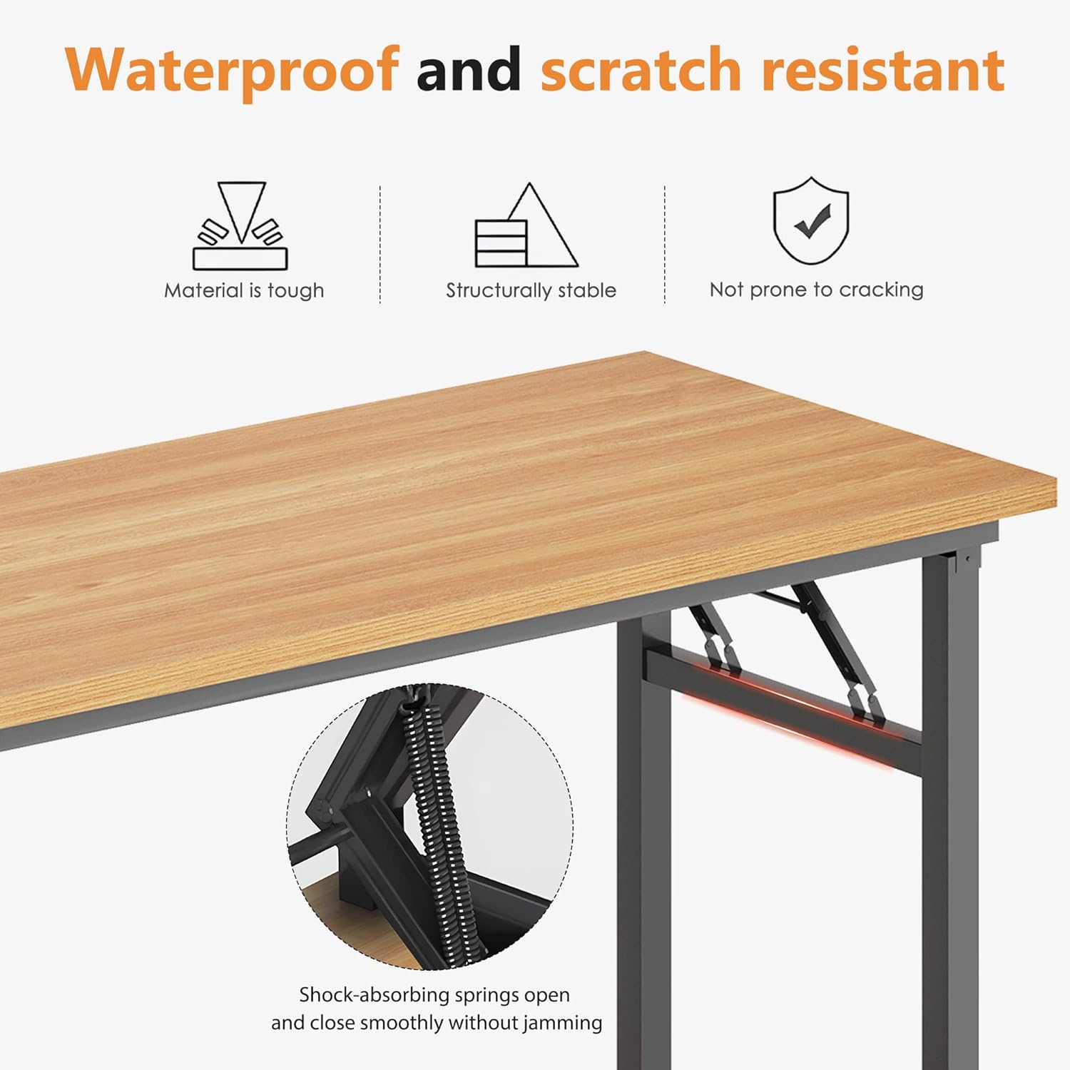 Folding Desk, 54.3 inch No Assembly Folding Desks for Small Spaces, Sturdy Foldable Computer Desk, Functional Home Office Desks, Study Writing Desk Office Table Workstation for Home Office Outdoor