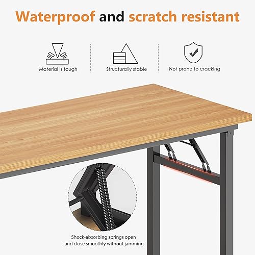 Miniatura 214 de DlandHome Escritorio plegable pequeño de 31.5 pulgadas, escritorio de computadora para oficina en casa, mesa plegable para espacios pequeños, no