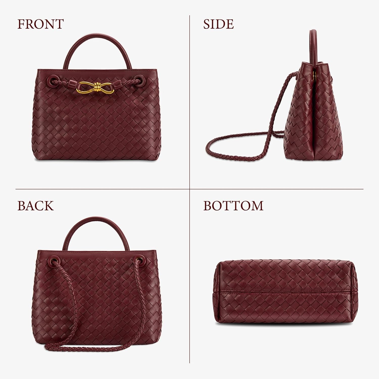 Woven Tote Bag for Women Leather Shoulder Handbag Designer Top Handle Purses - Image 7