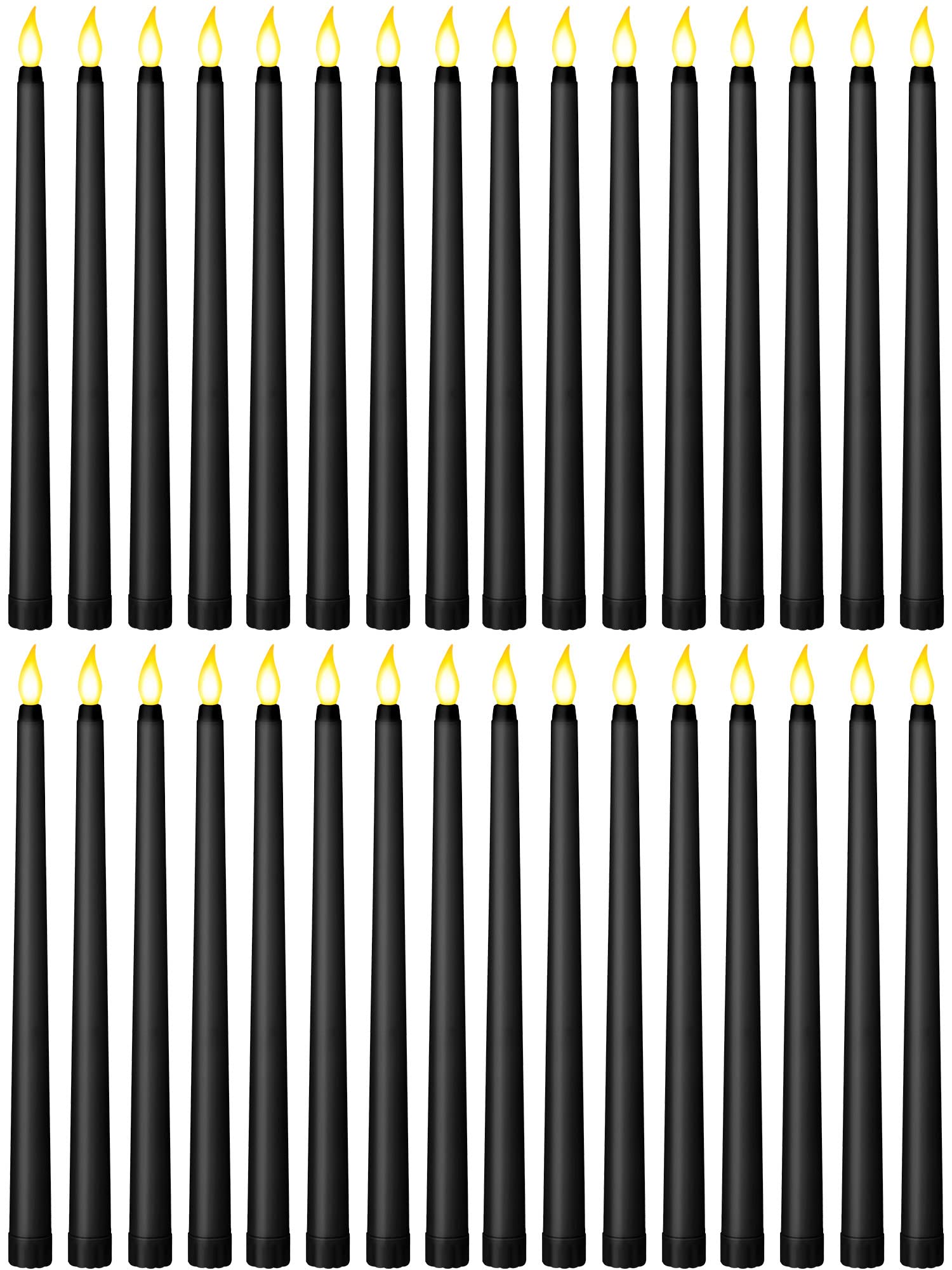 Retisee 30 candele a LED, senza fiamma, senza fiamma, a LED, funzionamento a batteria, tremolanti, per San Valentino, compleanno, matrimoni, feste, decorazioni (stile classico, nero)