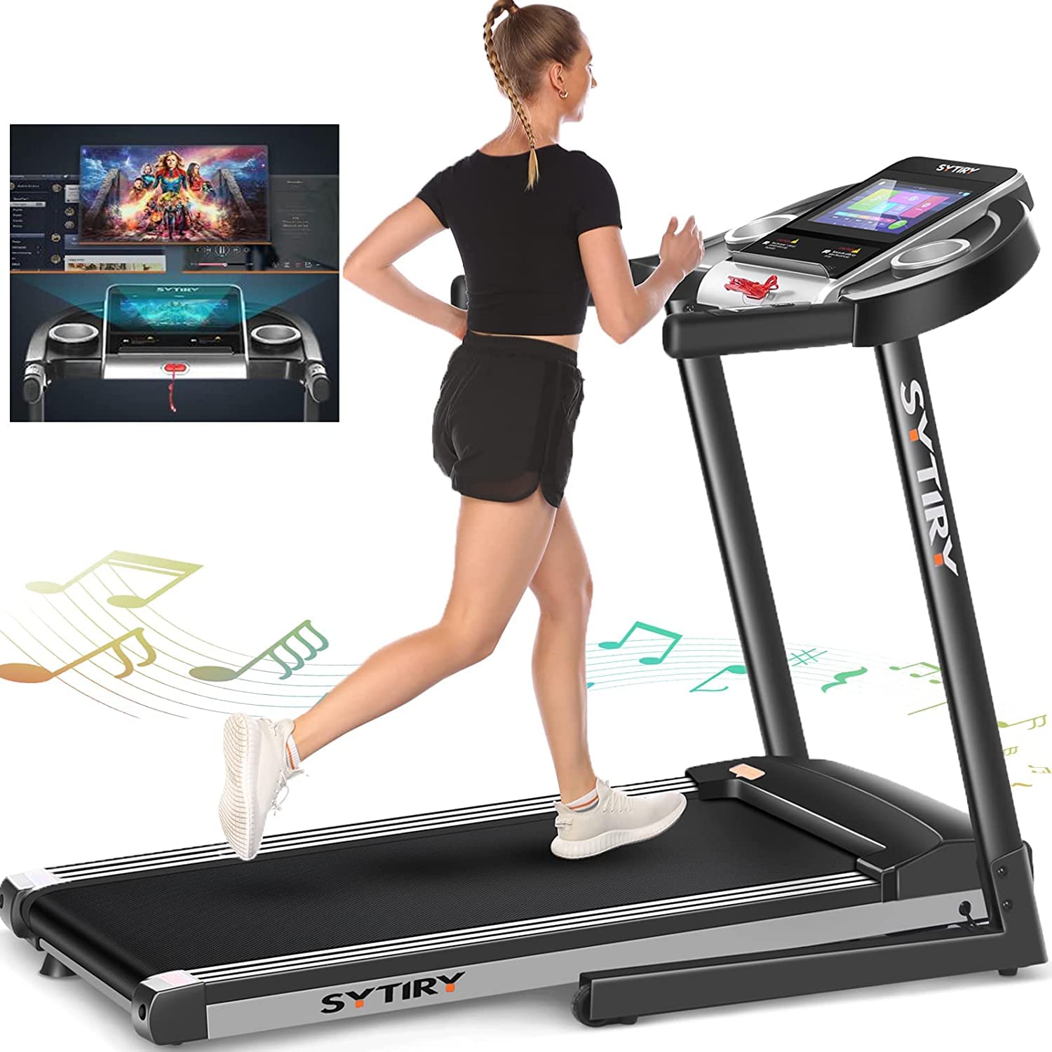 Smart Treadmills for Home, 10" HD Touchscreen Electric Treadmill with WiFi Connection, YouTube, Facebook, 3.25hp Folding Treadmill, Cardio Fitness Exercise Machine for Walking Jogging Running