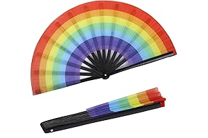 OIIKI Rainbow Folding Rave Hand Fan