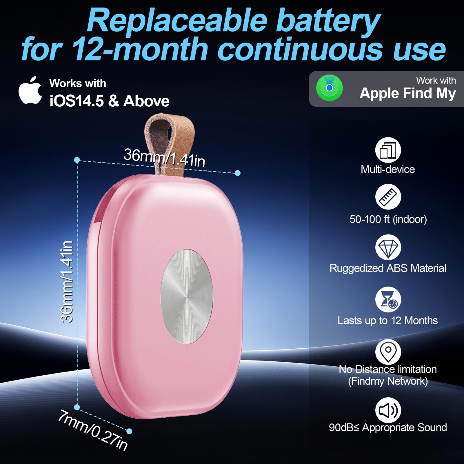 Traqueur d'air, localisateur de clés fonctionne avec Find My App (iOS uniquement), traqueur Bluetooth pour clés, bagages, valises, localisateur de clés avec son, étiquettes de suivi dans le monde