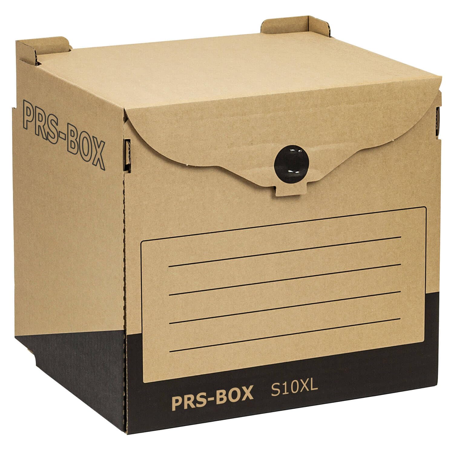 PRS Sammelbehälter S10XL, Archivcontainer, Natur/Schwarz, 10 Stück | Archivschachtel, Dokumentenablage, Aktenbox, ident zum PRESSEL Sammelbehälter S10XL