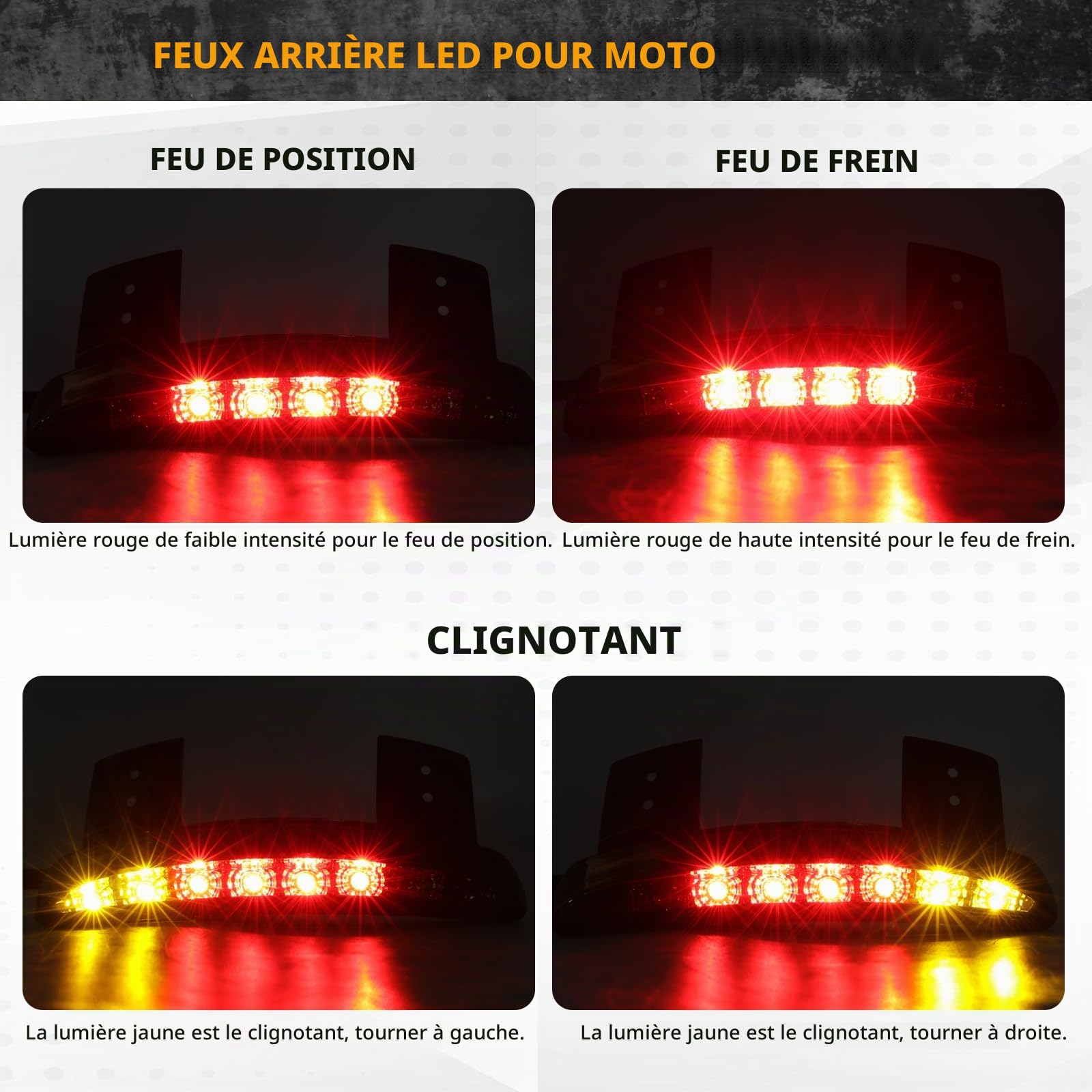 DREAMIZER Feu arrière à LED de moto, clignotant, Fumée de moto hachée Plaque de bord de garde-boue arrière Feu Licence pour Sportster XL883N 1200N XL1200V XL1200X