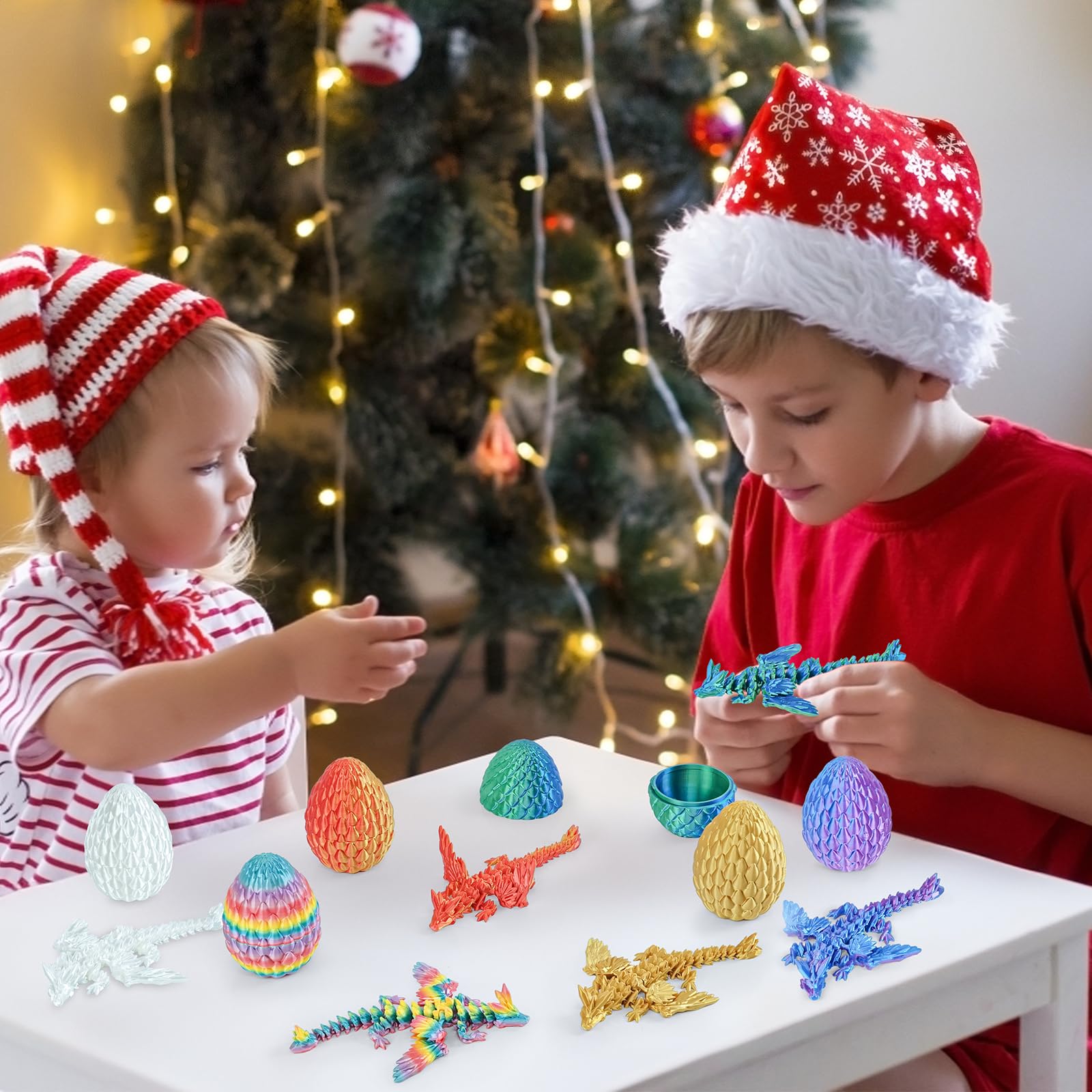 Balkwan Dragon Eggs Gift Set including Surprise Mini Winged Dragon Inside 3D Printed Articulated Crystal Toy Easter Eggs Fun Toy Christmas Basket Stuffers for Kids Boys and Girls (6pcs) - Image 4