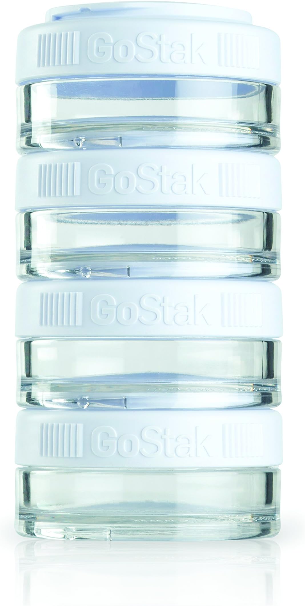 BlenderBottle GoStak Food Storage Containers for Protein Powder, Healthy Snacks, and Portion Control, 40cc, White (Pack of 4)