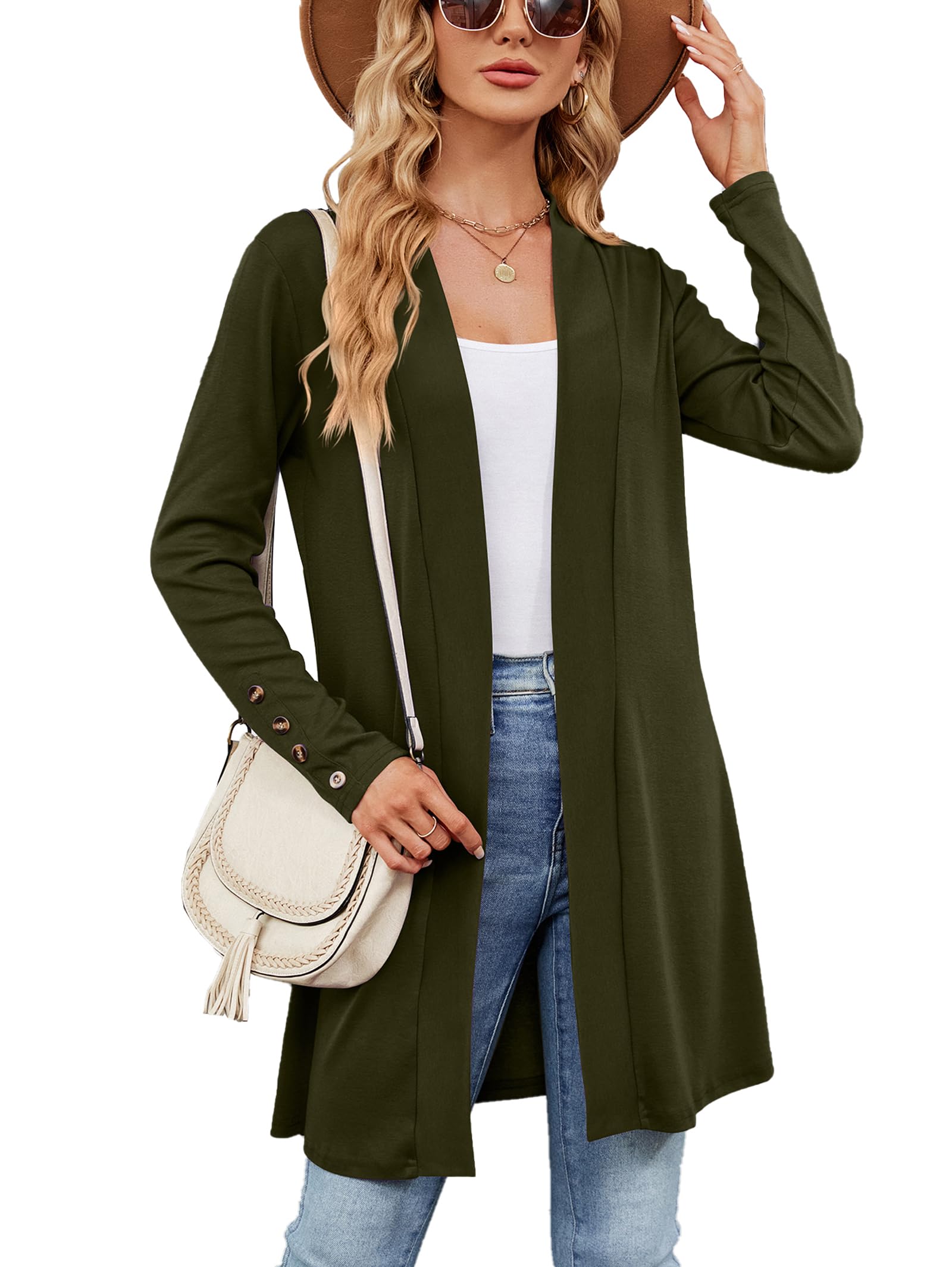 FamulilyWomen's Open Front Waterfall Cardigans, Ladies Knited Autumn Winter Long Sleeve Sweater Cardigans Coat