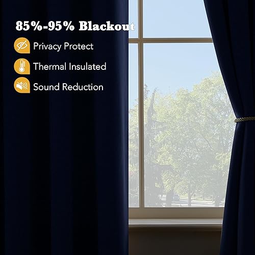 Miniatura 313 de RYB HOME Juego de 2 paneles de cortinas opacas grises de 63 pulgadas de largo, cortinas sólidas resistentes para oscurecer la habitación