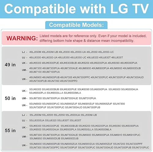 Miniatura 2 de Soporte para patas de TV LG, solo para LG TV Stand 55UK6500 55UJ6300 55UK6300 55UM6900 55UK6090PUA 55UN7300 55LJ550M 50UK6300 50UJ6300 50UK6500 60