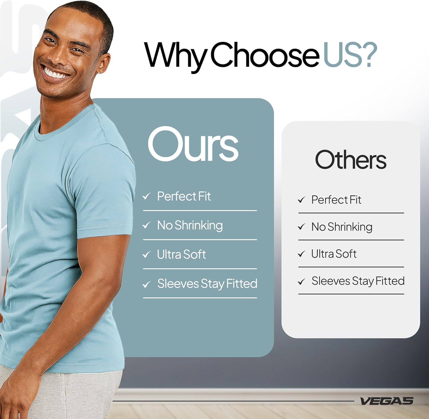 Vegas Classic Mens T-Shirts – Short Sleeve Crew Neck T Shirts for Man, Cotton Blend Plain Novelty Men's T-Shirts - Image 7