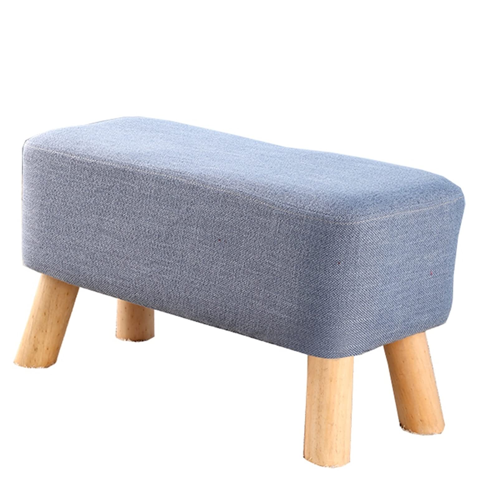 Repose-pieds tabouret carré 60x30x35 cm en bois massif et tissu respirant