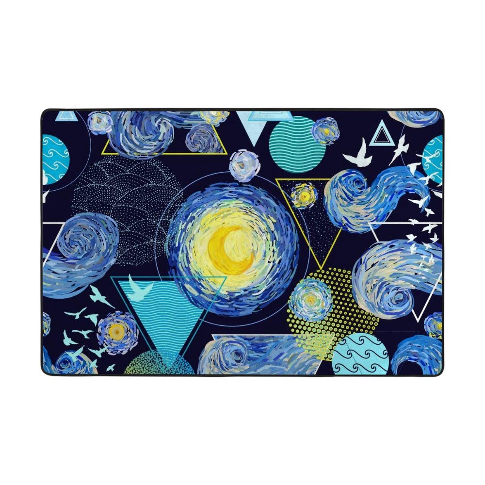Tapis de salon géométrique impressionniste en velours corail de grand format 160x122cm