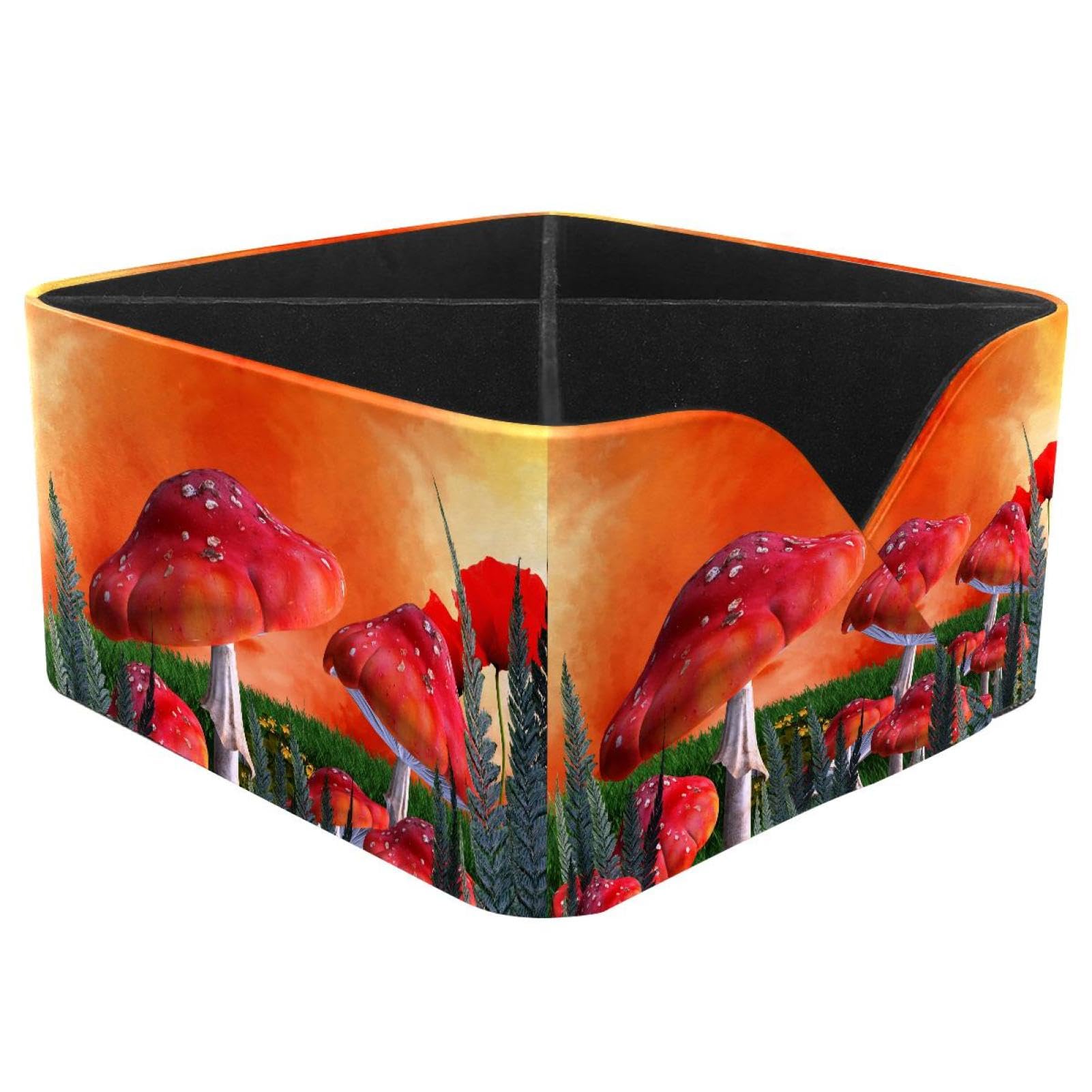 KengjuTesu Magic Mushroom Desktop Organizer Pen Holder, Rectangular Pencil Cup for Office, Study and Makeup Stations