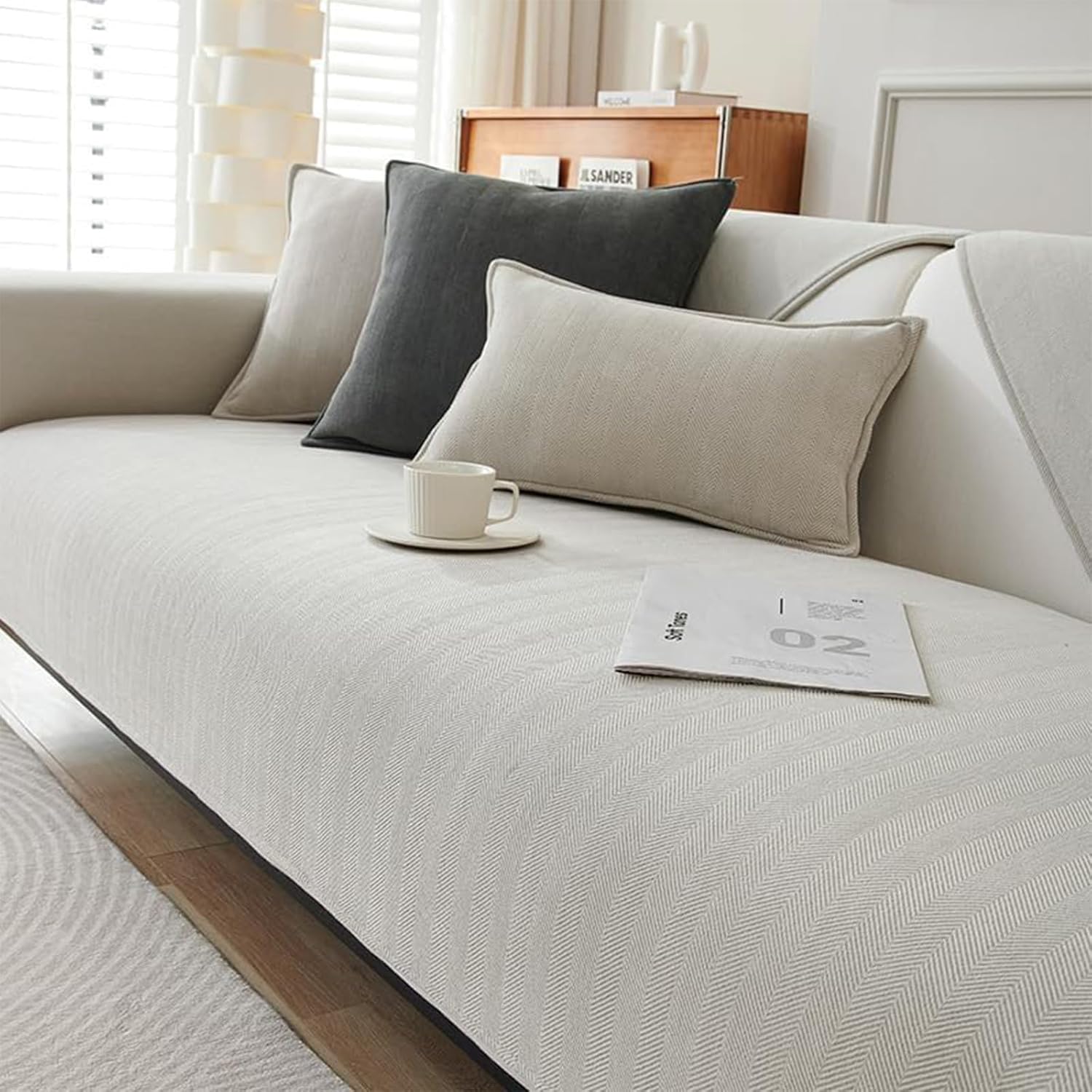 Funny Fuzzy Couch Cover, Herringbone Chenille Fabric