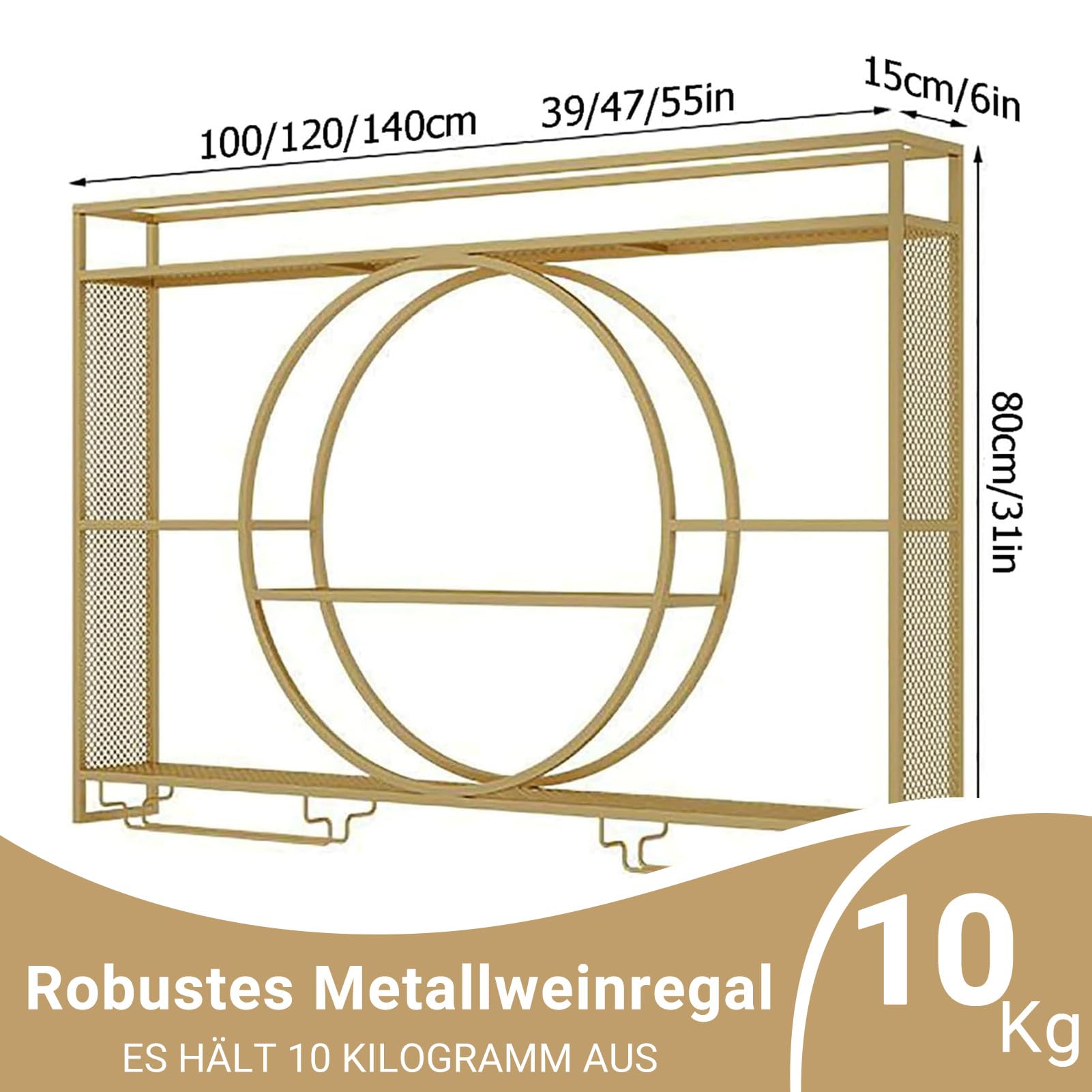 Regal Metall Weinregal Hängend Flaschenregal: Bar Regale Wand Wandmontierte Weinregale Für Bar, Restaurant, Indoor (Schwarz, 140 * 15 * 80)