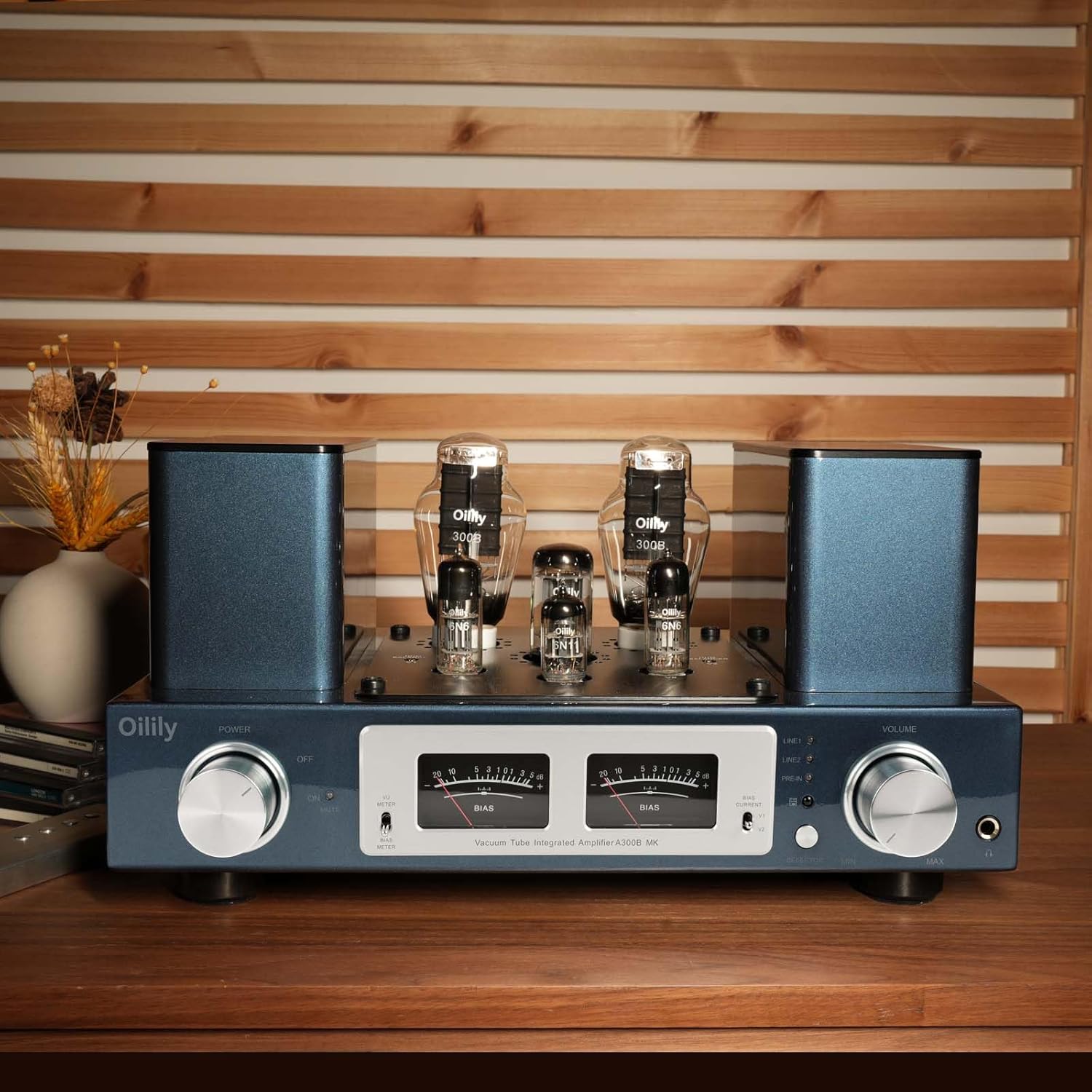 Oilily A300B MK Vacuum Tube Amplifier 300BX2 Single-Ended Class A Tube Integrated Amplifier Headphones Available(Silver)