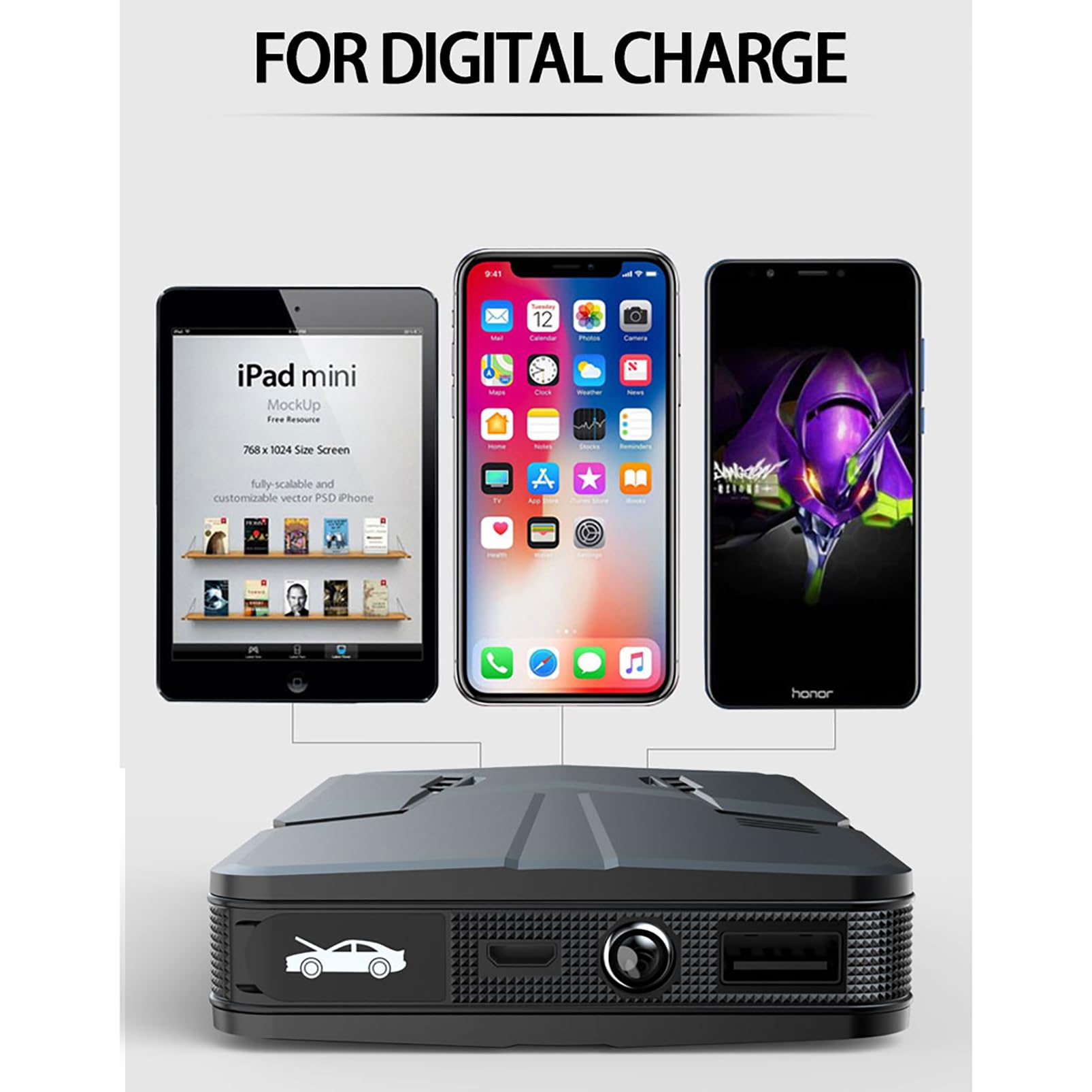 Arrancador de Batería, Caja de Arranque Portátil de 20000 MAh, Batería de Arranque de Coche para Motores de Gasolina de hasta 4,0 L y Diésel de 2,0 L, Arrancador de Batería de 12V,Red,30000mAh