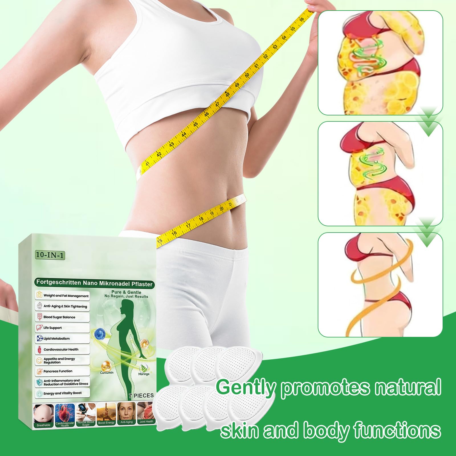 2 Parches Adelgazantes Moringa Berberina 10 en 1 con Nano Microagujas, Parches para Adelgazar Abdomen Potentes, Metabalance Patch Natural Hombre Mujer (B) — view 4