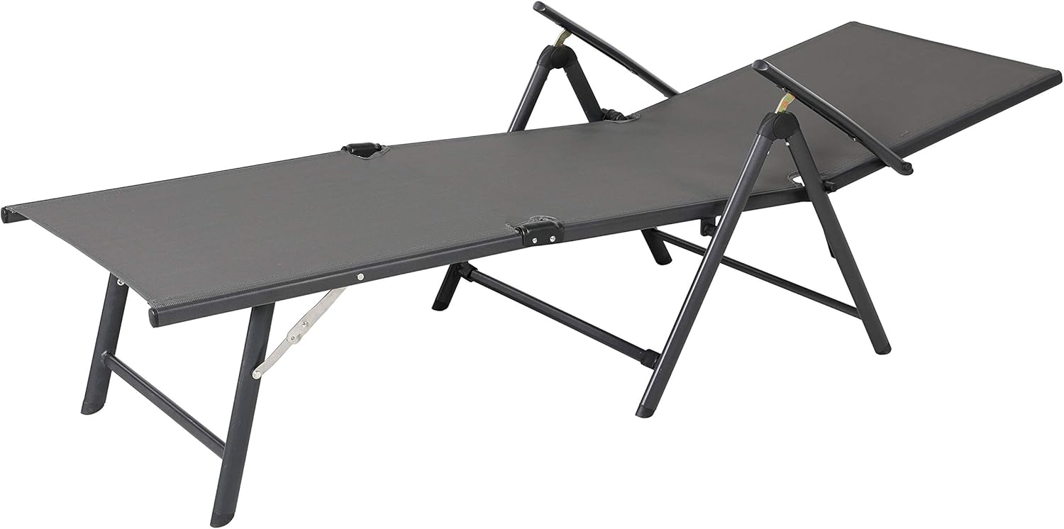 NUU GARDEN Outdoor Chaise Lounge Chair with 7 Position Adjustable Back, Steel Frame Folding Pool Chairs with Textilene, Reclining Lounge Chair for Beach, Yard, Pool and Patio, Grey : Patio, Lawn & Garden