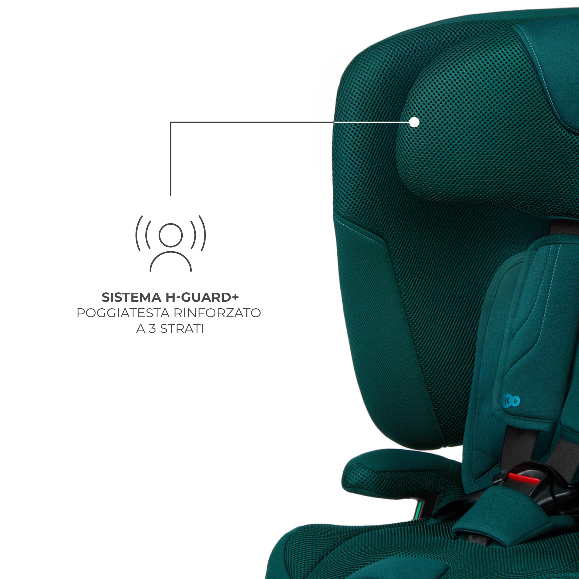 Kinderkraft FIX2GO Seggiolino per bambini i-Size, 76-150 cm, Isofix, Top Tether, saferide sensor, fino a ca. 12 anni, sistemi di sicurezza, rivestimenti di alta qualità, reclinabile, Verde
