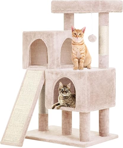Miniatura 9 de BestPet Árbol de gato de 36 pulgadas para gatos de interior con postes rascadores, muebles de gato de varios niveles con rampa, cueva espaciosa para