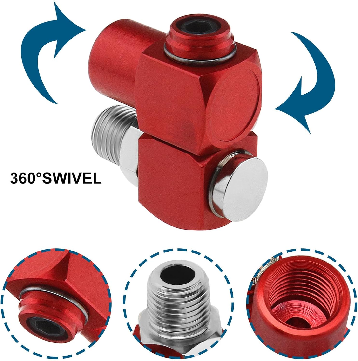 The Lord of the Tools 2PCS 1/4 Inch NPT 360 Degree Swivel Air Hose Connector DYWX01 Air Fitting Pneumatic Tool Adapter for Grinders Sanders Drills