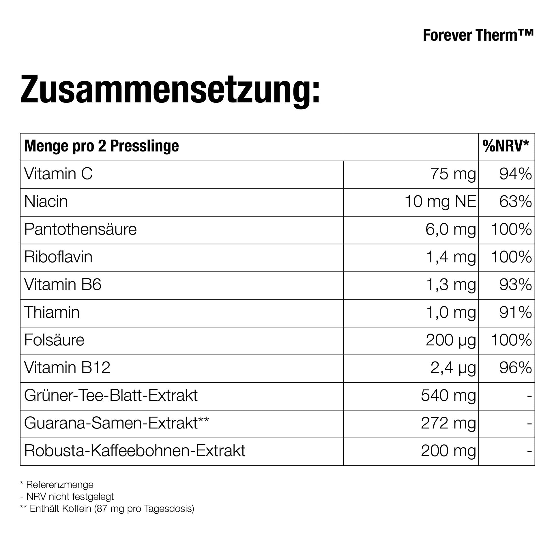 Forever Therm, Nahrungsergänzungsmittel, Vitaminkomplex, Grüner-Tee-Extrakt, Koffein, Energiestoffwechsel anregen, Vitalität, glutenfrei (60 Presslinge)