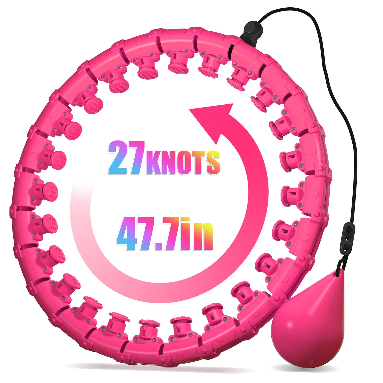 Argvsde Weighted Hula Infinity Fitness Hoop for Adult Weight Loss, 2 in 1 Smart Fitness Workout Hula Circle Hoops with 27 Detachable Knots, Exercise Fit Hoop Suitable for Women and Beginners-picture-10