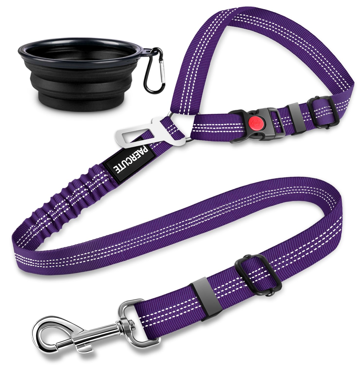 2 Piece Set Dog Seat Belt - Retractable Car Seatbelts, Adjustable Pet Restraint for Vehicle Headrest, Heavy Duty, Elastic & Durable Harness