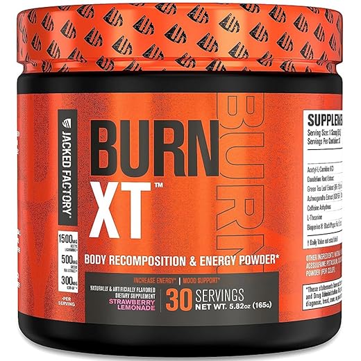 Burn-XT Thermogenic Fat Burner Powder - Pre Workout Energy Booster, Weight Loss Supplement, Appetite Suppressant - Acetyl L Carnitine, Green Tea Extract (EGCG) - 30 Sv, Strawberry Lemonade