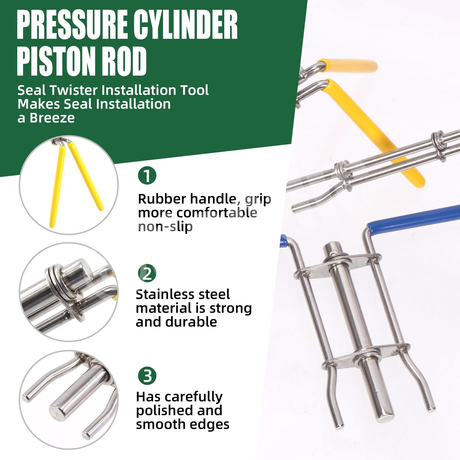 Keadic 9-Piece Hydraulic Cylinder Seal Installation Tool Kit - U-Cup Rod Seal Twistor Tools With Precision Hooks For Auto & Marine Repair