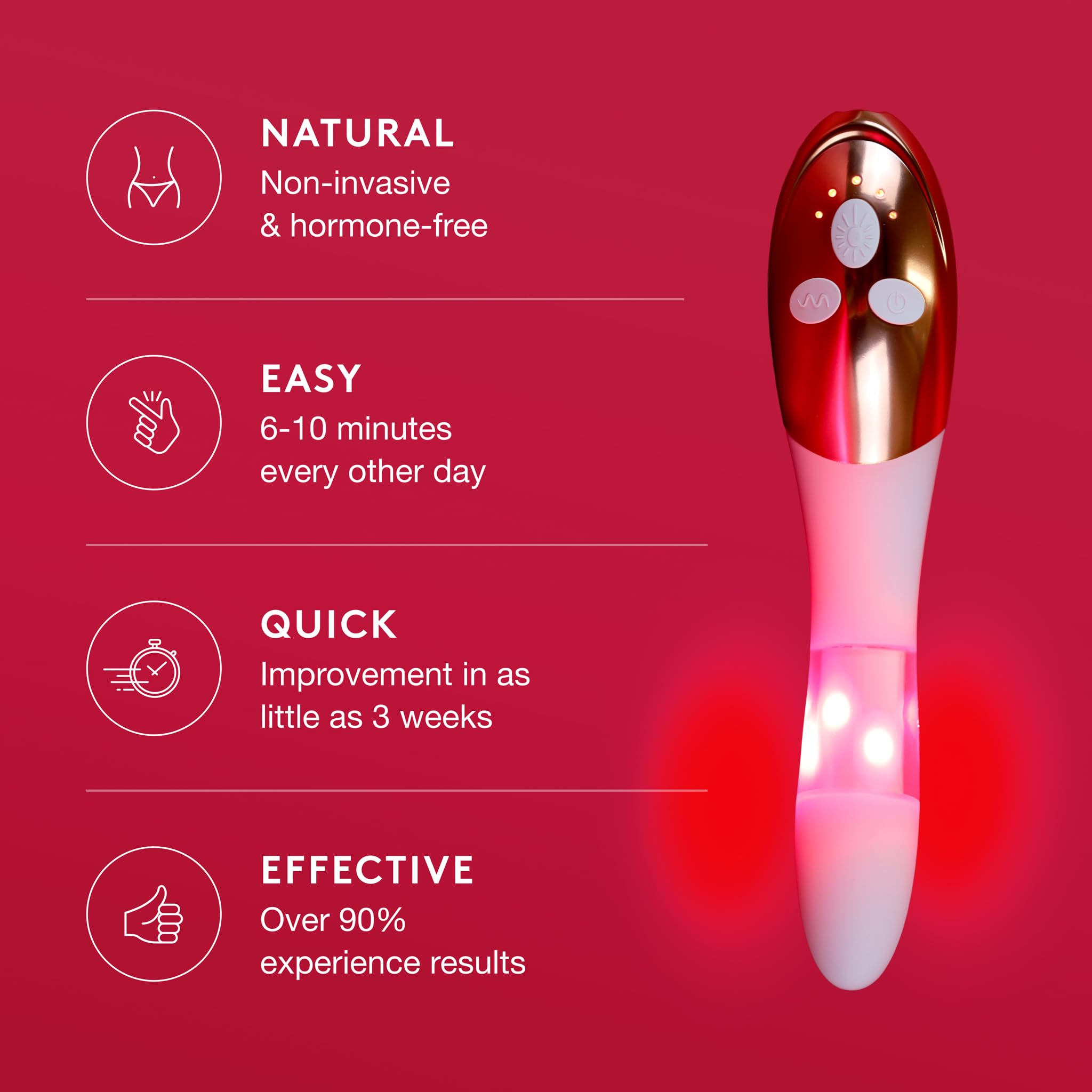 Joylux Rose Gold vFit Red LED Light Device EmpowHER Intimate Wellness System for Menopausal Women & New Mothers, Promotes Natural Hydration & Helps Tighten Pelvic Floor (4-Piece Set)