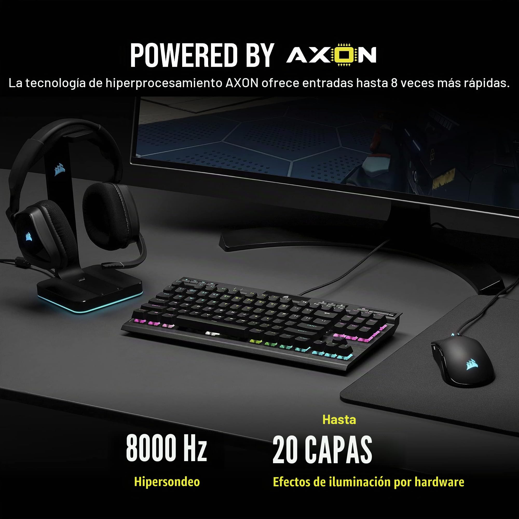 Corsair K70 RGB TKL CHAMPION SERIES Teclado para Juegos con Cable Mecánico-Óptico sin Teclas - Interruptores OPX - Teclados PBT Double-Shot - Compatible con iCUE - QWERTY ES - Negro