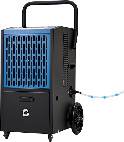 Deshumidificador comercial de 105 pintas para sótano, deshumidificador grande con manguera de drenaje, temporizador y 4 ruedas, ideal para
